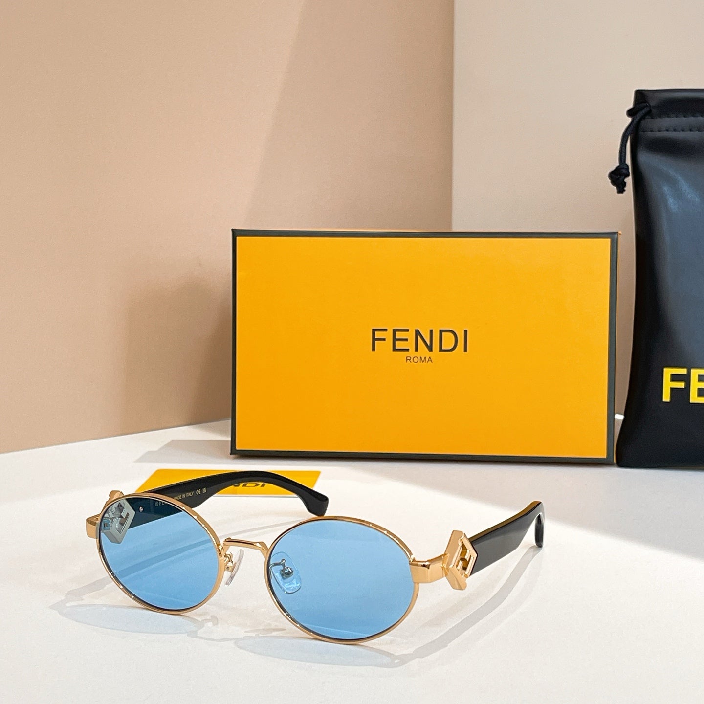 FENDI FIRST CRYSTAL CHUNKY OVAL FRAME SUNGLASSES 40277 IN METAL