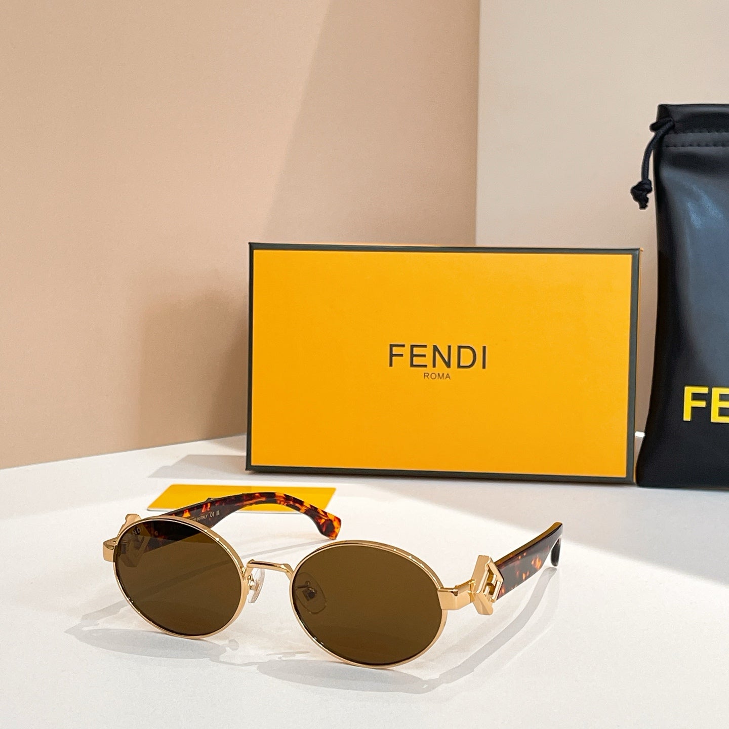 FENDI FIRST CRYSTAL CHUNKY OVAL FRAME SUNGLASSES 40277 IN METAL