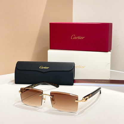 CARTIER RIMLESS RECTANGULAR FRAME SUNGLASSES 571828 IN METAL
