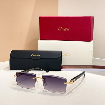 CARTIER RIMLESS RECTANGULAR FRAME SUNGLASSES 571828 IN METAL