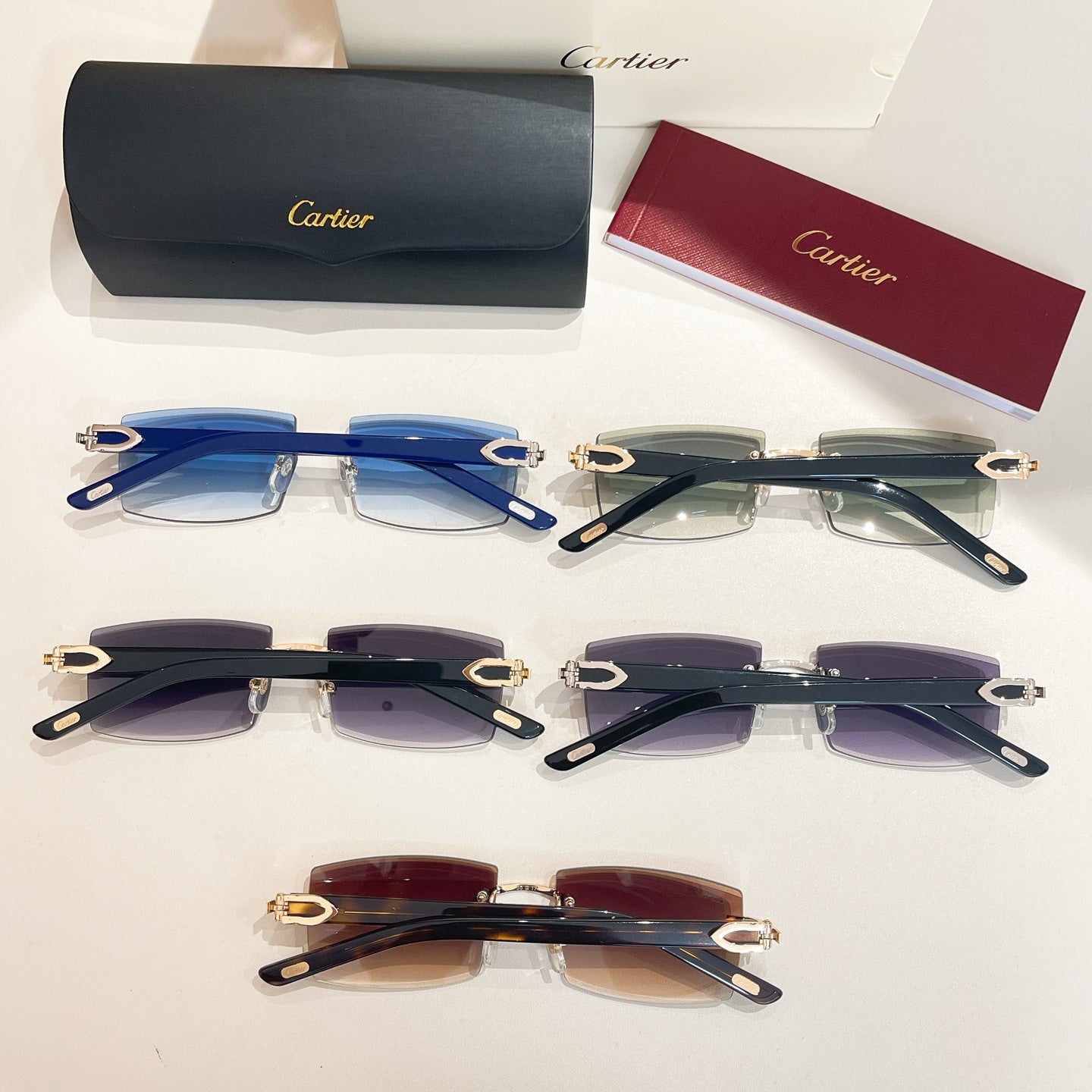 CARTIER RIMLESS RECTANGULAR FRAME SUNGLASSES 571828 IN METAL