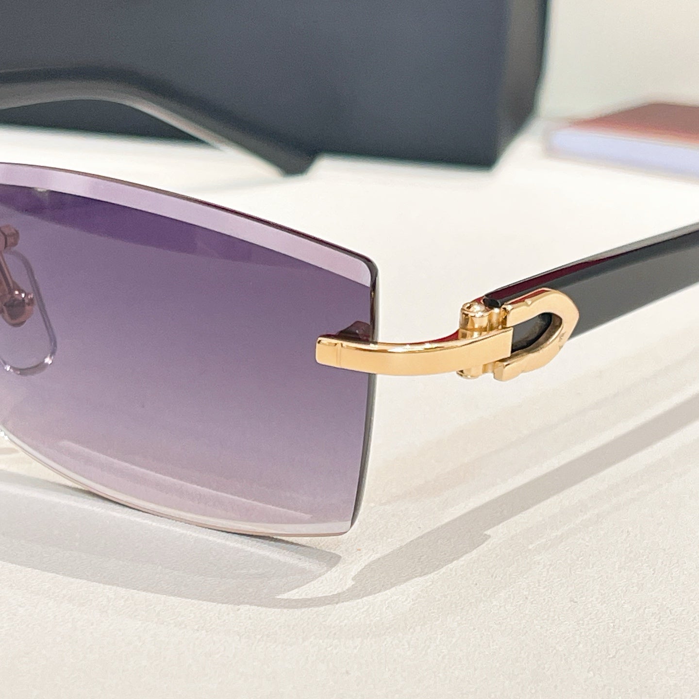 CARTIER RIMLESS RECTANGULAR FRAME SUNGLASSES 571828 IN METAL