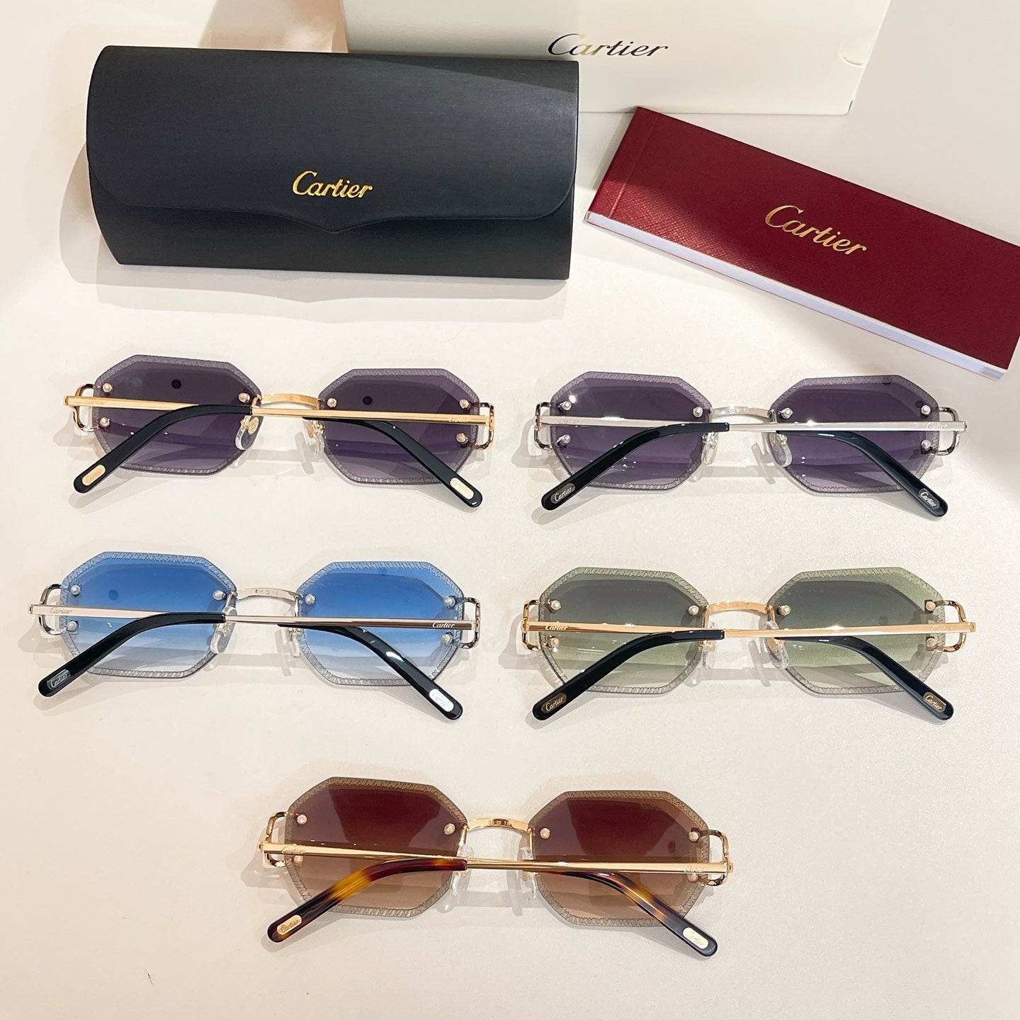 CARTIER RIMLESS GEOMETRIC FRAME SUNGLASSES CT0092O IN METAL