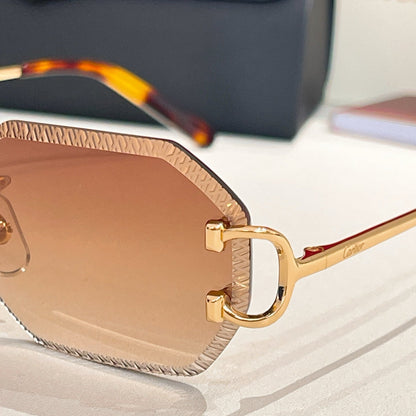 CARTIER RIMLESS GEOMETRIC FRAME SUNGLASSES CT0092O IN METAL
