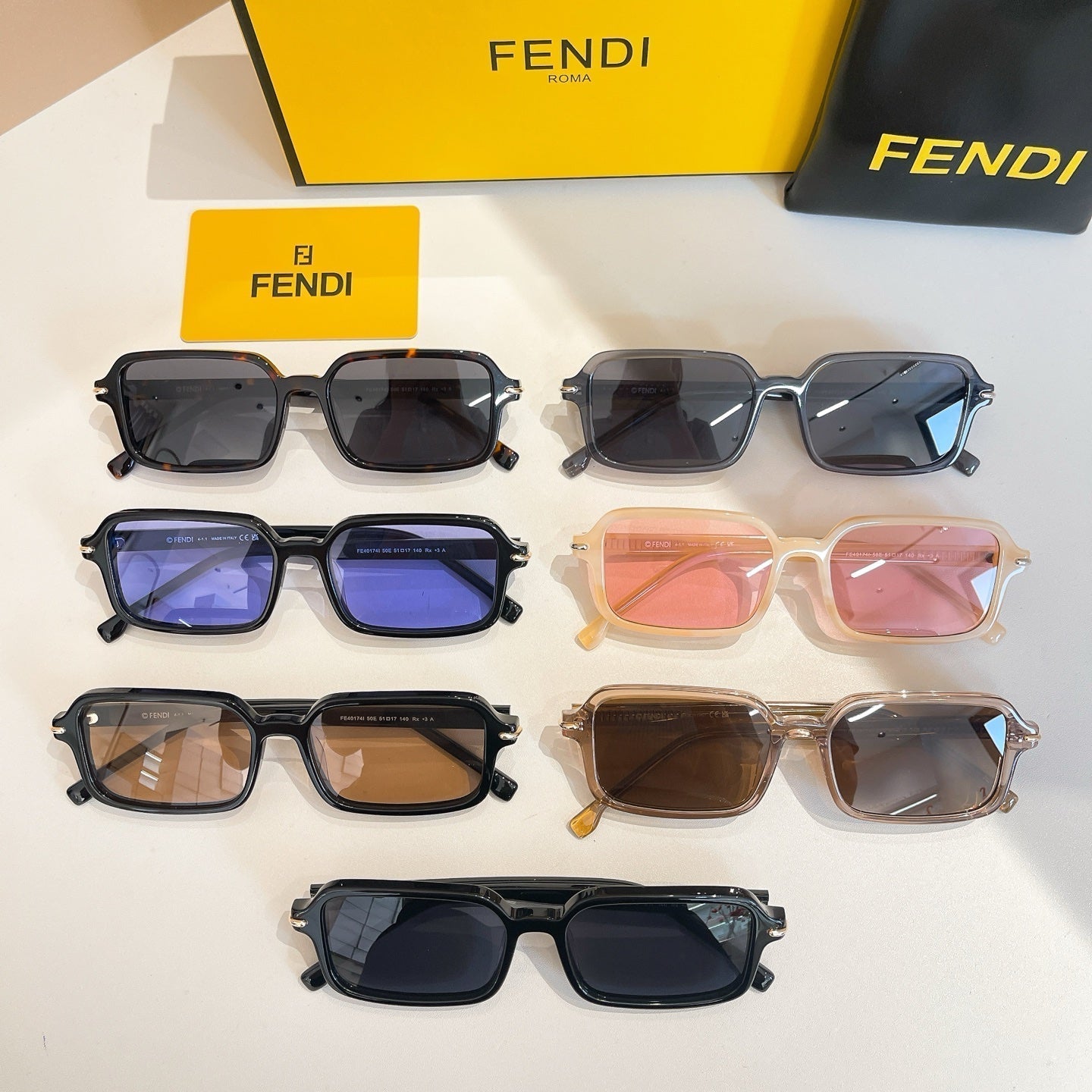 FENDI SELLERIA RECTANGULAR FRAME SUNGLASSES FE40174 IN ACETATE