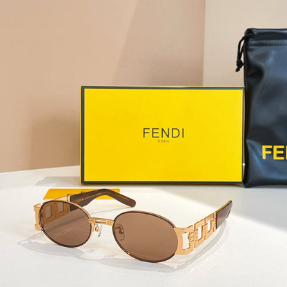 FENDI FIRST CRYSTAL OVAL FRAME SUNGLASSES 7067 IN METAL