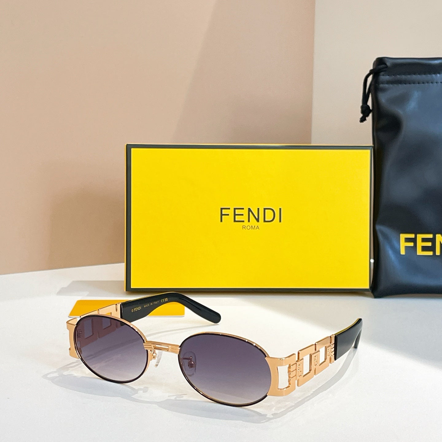 FENDI FIRST CRYSTAL OVAL FRAME SUNGLASSES 7067 IN METAL