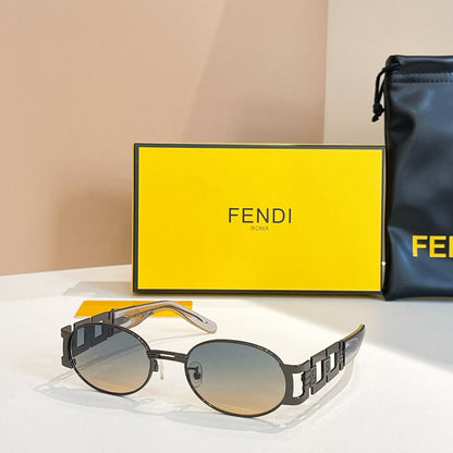 FENDI FIRST CRYSTAL OVAL FRAME SUNGLASSES 7067 IN METAL