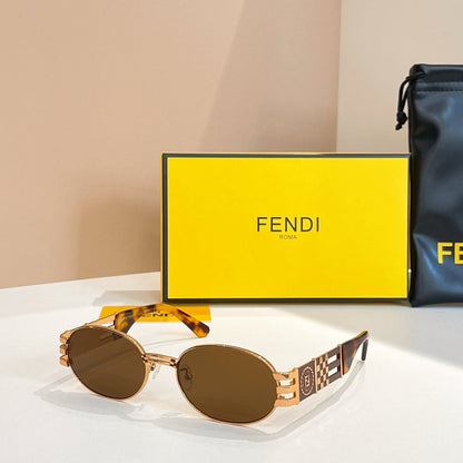 FENDI FIRST CRYSTAL OVAL FRAME SUNGLASSES 7028 IN METAL