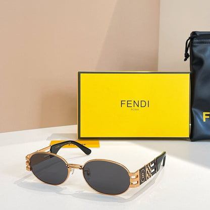 FENDI FIRST CRYSTAL OVAL FRAME SUNGLASSES 7028 IN METAL