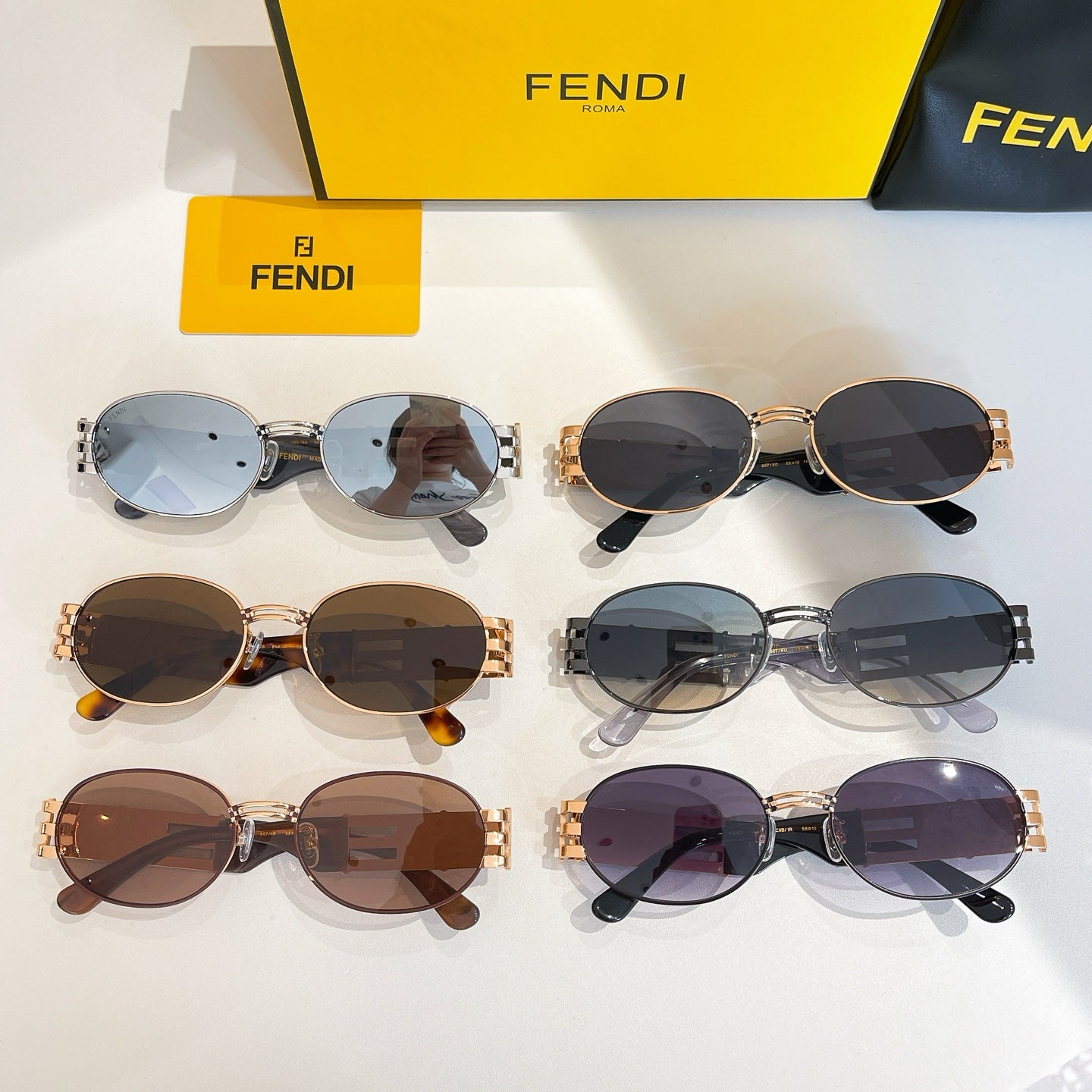 FENDI FIRST CRYSTAL OVAL FRAME SUNGLASSES 7028 IN METAL