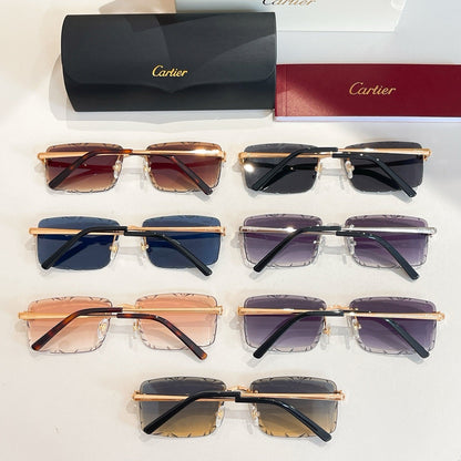 CARTIER RIMLESS RECTANGULAR FRAME SUNGLASSES 578359 IN METAL