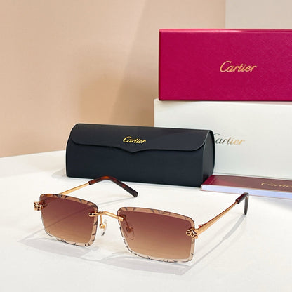 CARTIER RIMLESS RECTANGULAR FRAME SUNGLASSES 578359 IN METAL