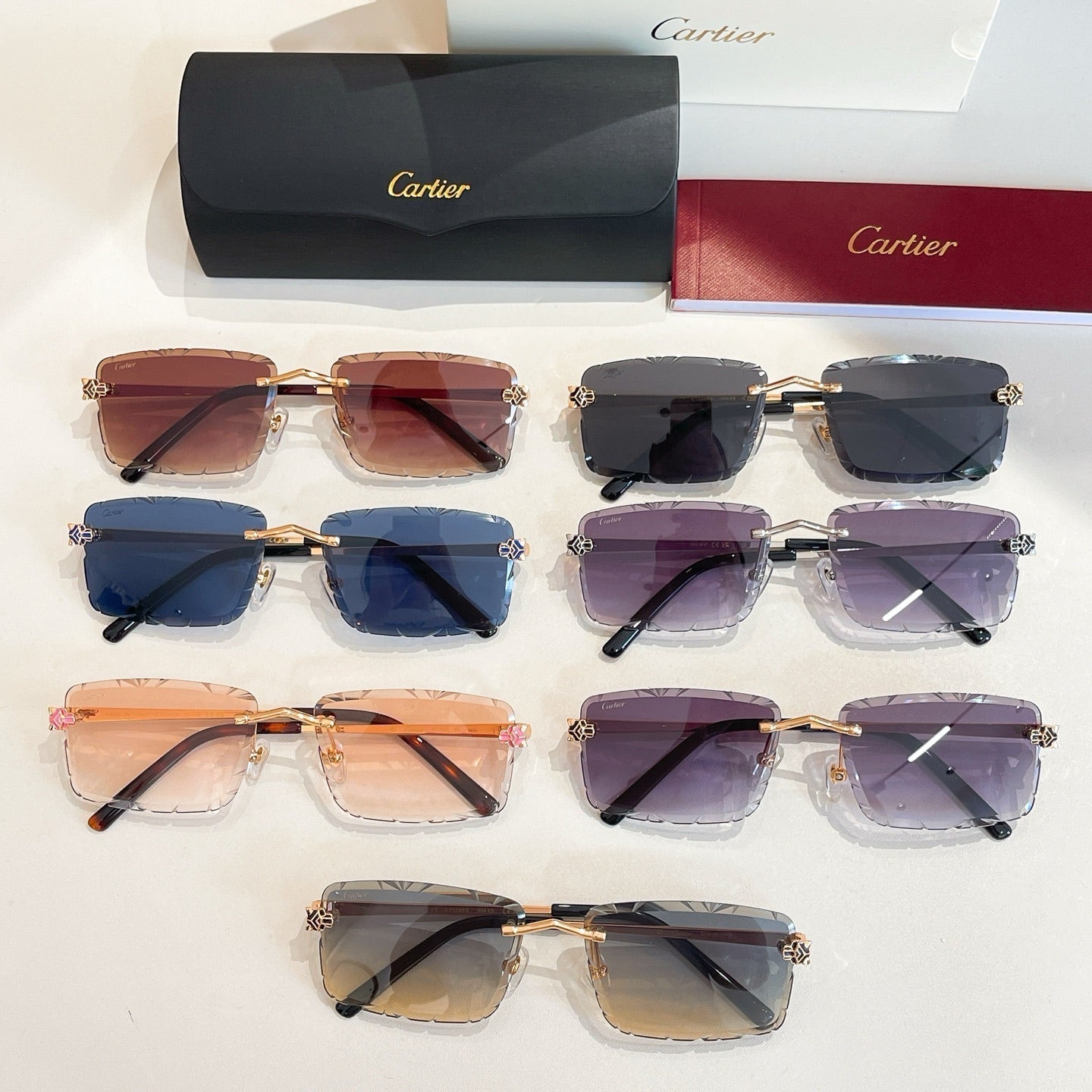 CARTIER RIMLESS RECTANGULAR FRAME SUNGLASSES 578359 IN METAL