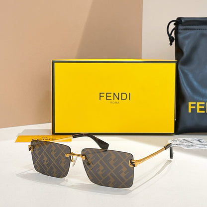 FENDI SKY RIMLESS RECTANGULAR FRAME SUNGLASSES FE40165U IN METAL