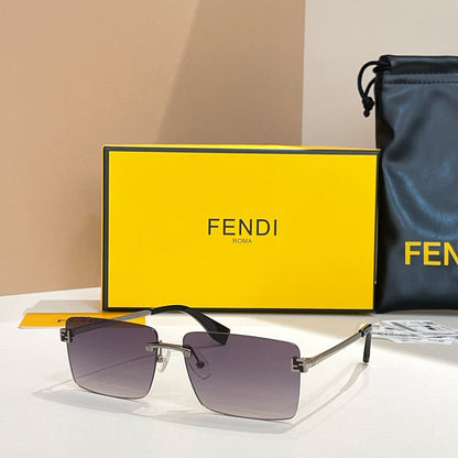 FENDI SKY RIMLESS RECTANGULAR FRAME SUNGLASSES FE40165U IN METAL