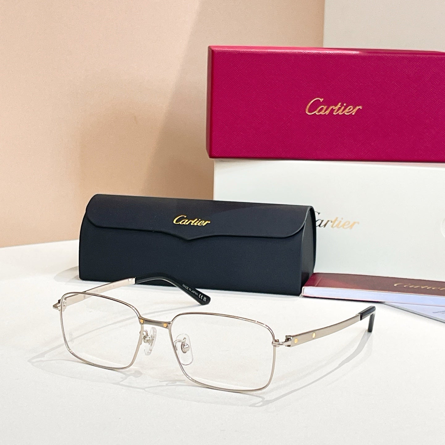 CARTIER SANTOS RECTANGULAR FRAME SUNGLASSES CT0555OA IN METAL