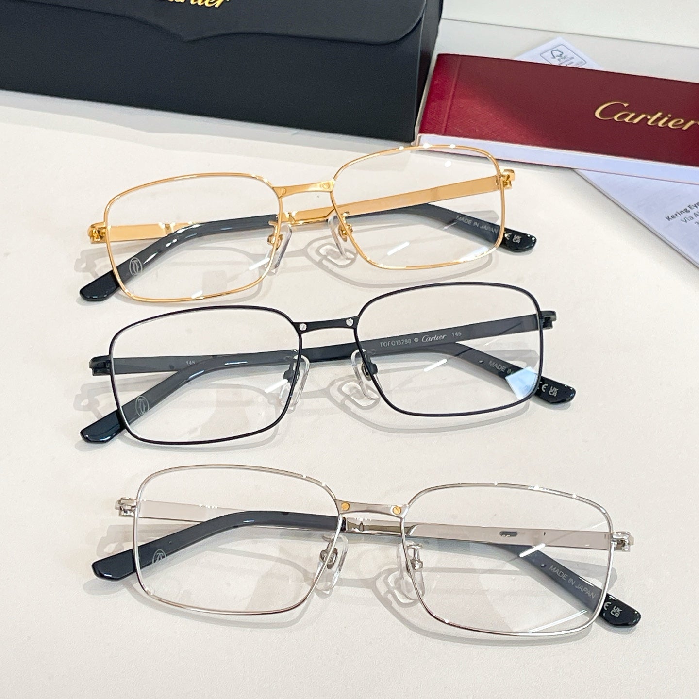 CARTIER SANTOS RECTANGULAR FRAME SUNGLASSES CT0555OA IN METAL