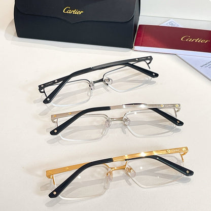 CARTIER SANTOSSEMI RIMLESS RECTANGULAR FRAME SUNGLASSES CT0554O IN METAL