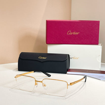CARTIER SANTOSSEMI RIMLESS RECTANGULAR FRAME SUNGLASSES CT0554O IN METAL