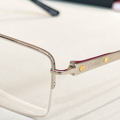 CARTIER SANTOSSEMI RIMLESS RECTANGULAR FRAME SUNGLASSES CT0554O IN METAL