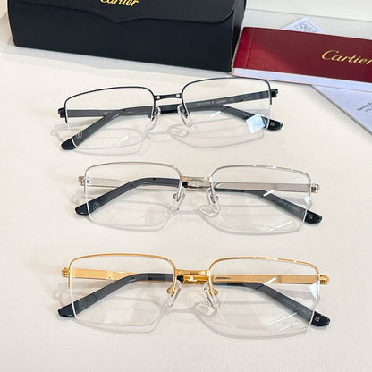 CARTIER SANTOSSEMI RIMLESS RECTANGULAR FRAME SUNGLASSES CT0554O IN METAL