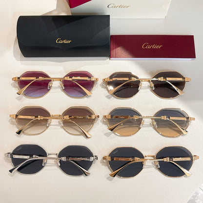 CARTIER PREMIÈRE GEOMETRIC FRAME SUNGLASSES CT0484S IN METAL