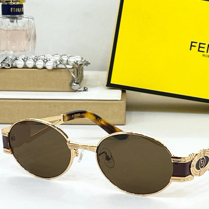 FENDI FIRST CRYSTAL CHUNKY OVAL FRAME SUNGLASSES SL7040 IN METAL
