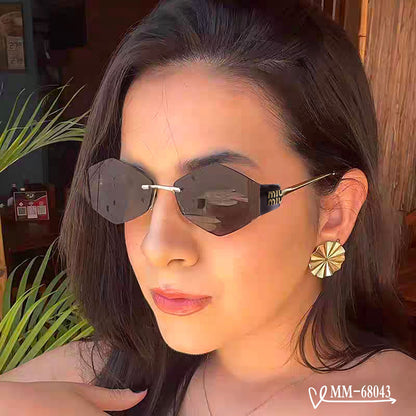 MIU MIU LOGO SUNGLASSES 68043 IN GOLD METAL GREY LENS