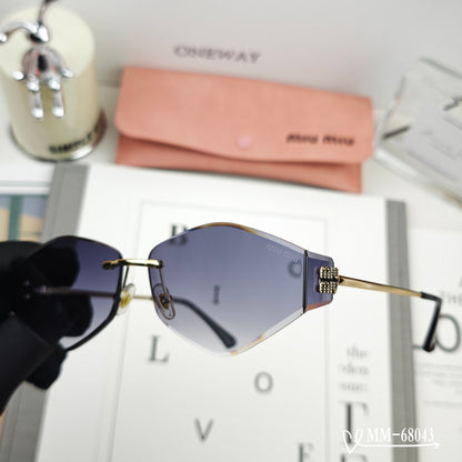 MIU MIU LOGO SUNGLASSES 68043 IN GOLD METAL GREY LENS