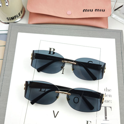 MIU MIU LOGO SUNGLASSES 68076 IN BLACK ACETATE