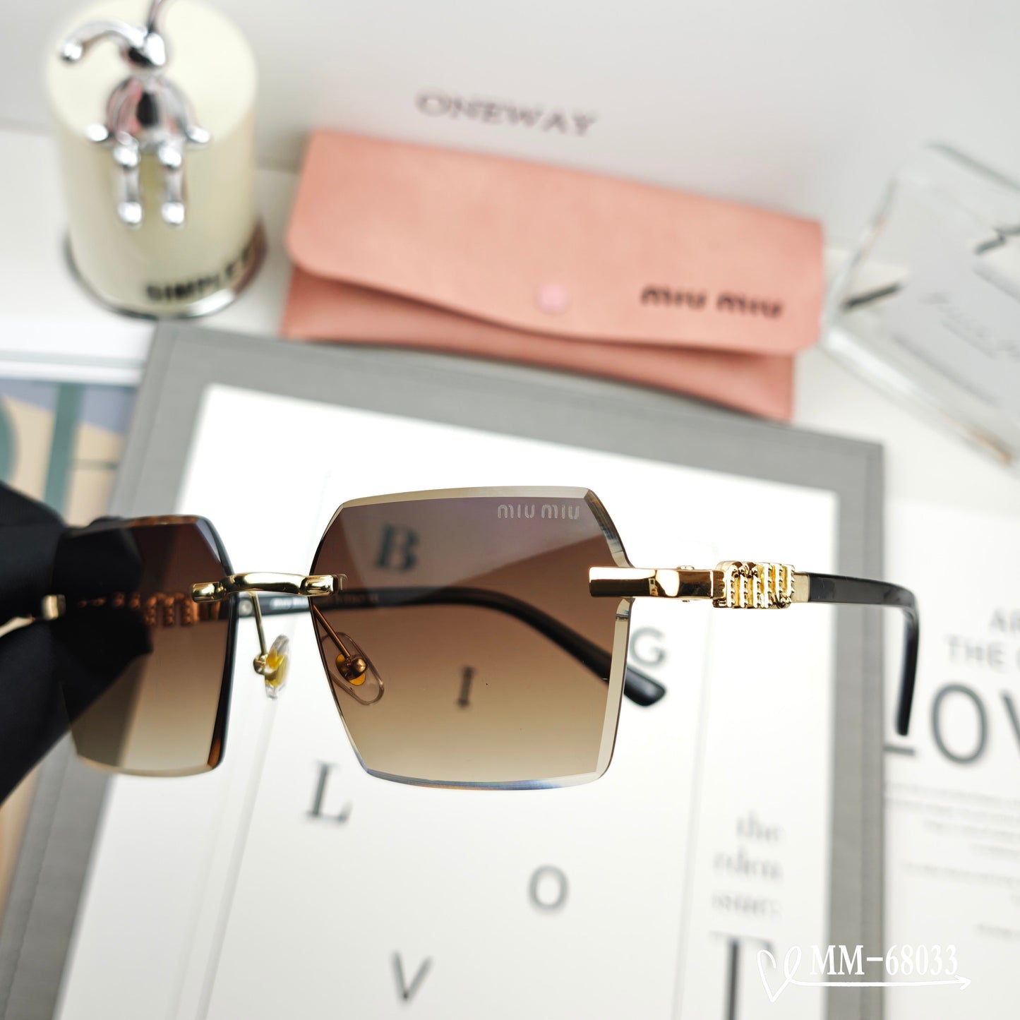 MIU MIU LOGO SQUARE SUNGLASSES 68033 IN METAL