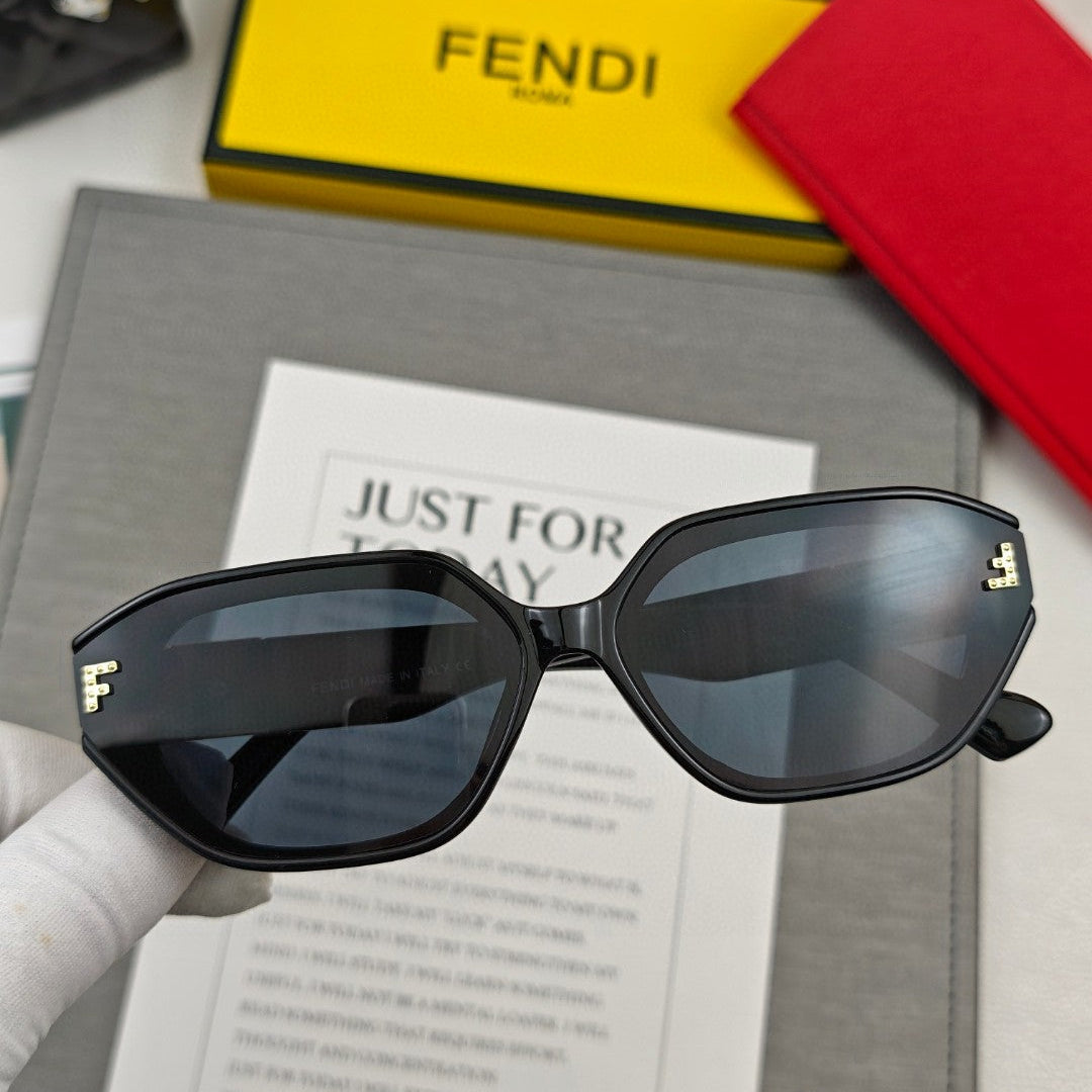 FENDI EMBOSSED FF PATTERN ROMA RECTANGULAR FRAME SUNGLASSES 58033 IN ACETATE