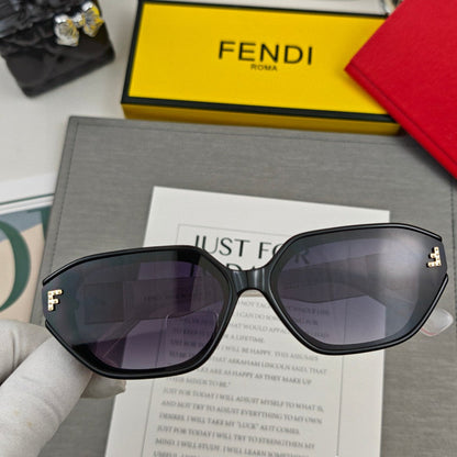 FENDI EMBOSSED FF PATTERN ROMA RECTANGULAR FRAME SUNGLASSES 58033 IN ACETATE