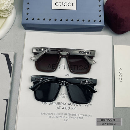 GUCCI EMBOSSED LOGO SQUARE FRAME SUNGLASSES 25503 IN ACETATE