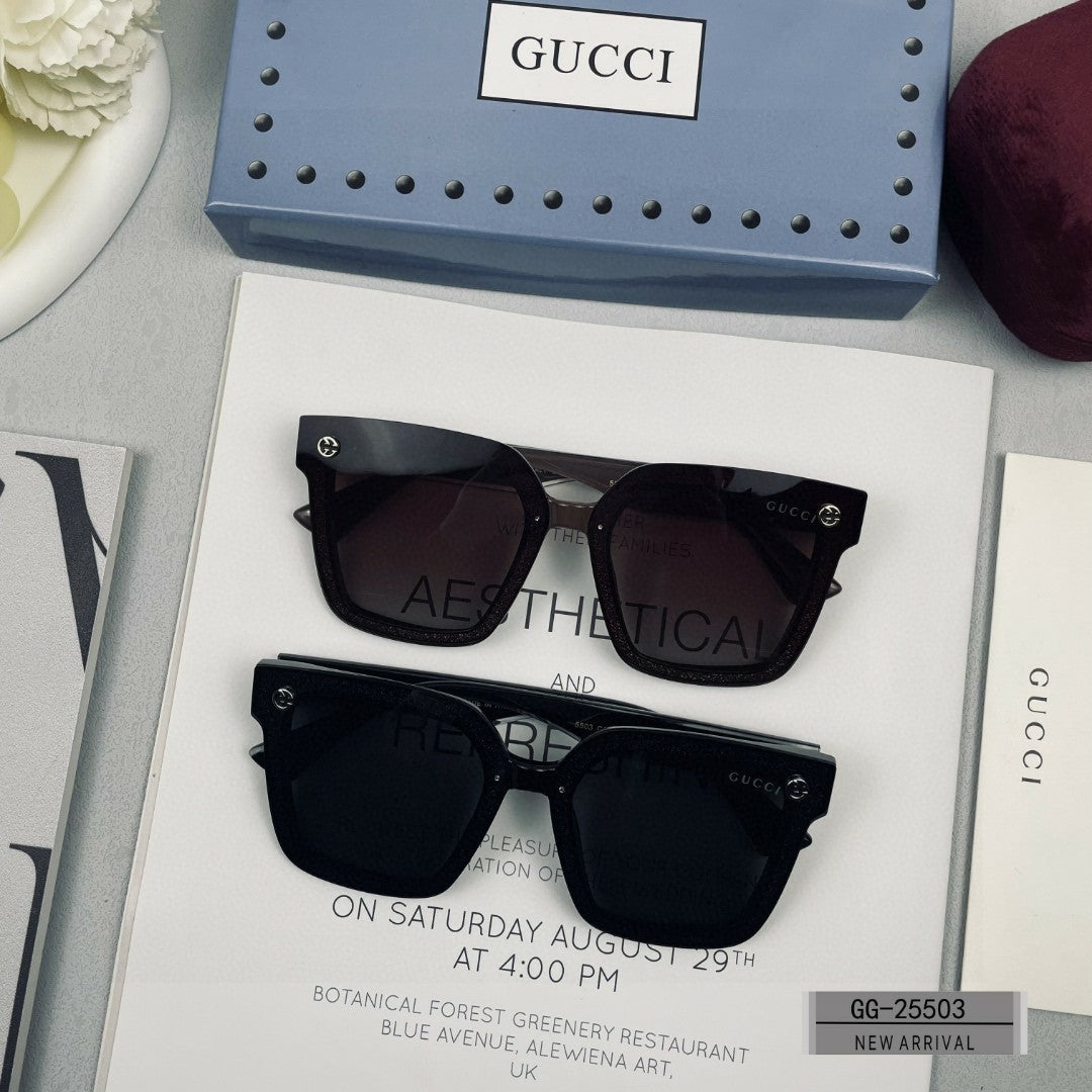 GUCCI EMBOSSED LOGO SQUARE FRAME SUNGLASSES 25503 IN ACETATE