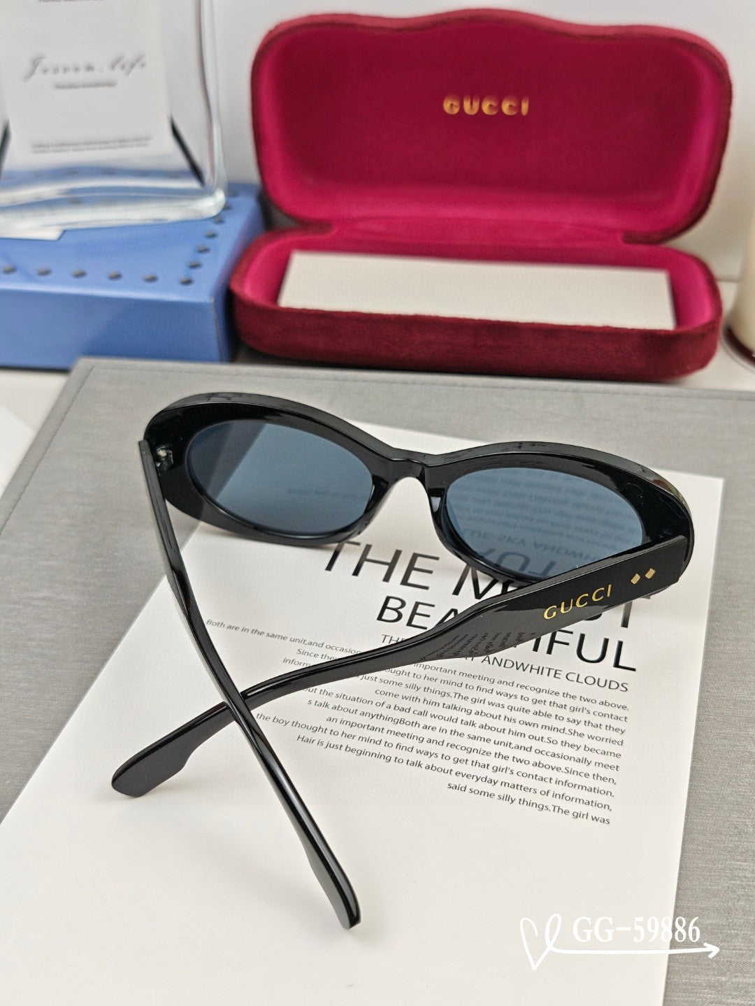 GUCCI OVAL FRAME SUNGLASSES 59886 IN ACETATE