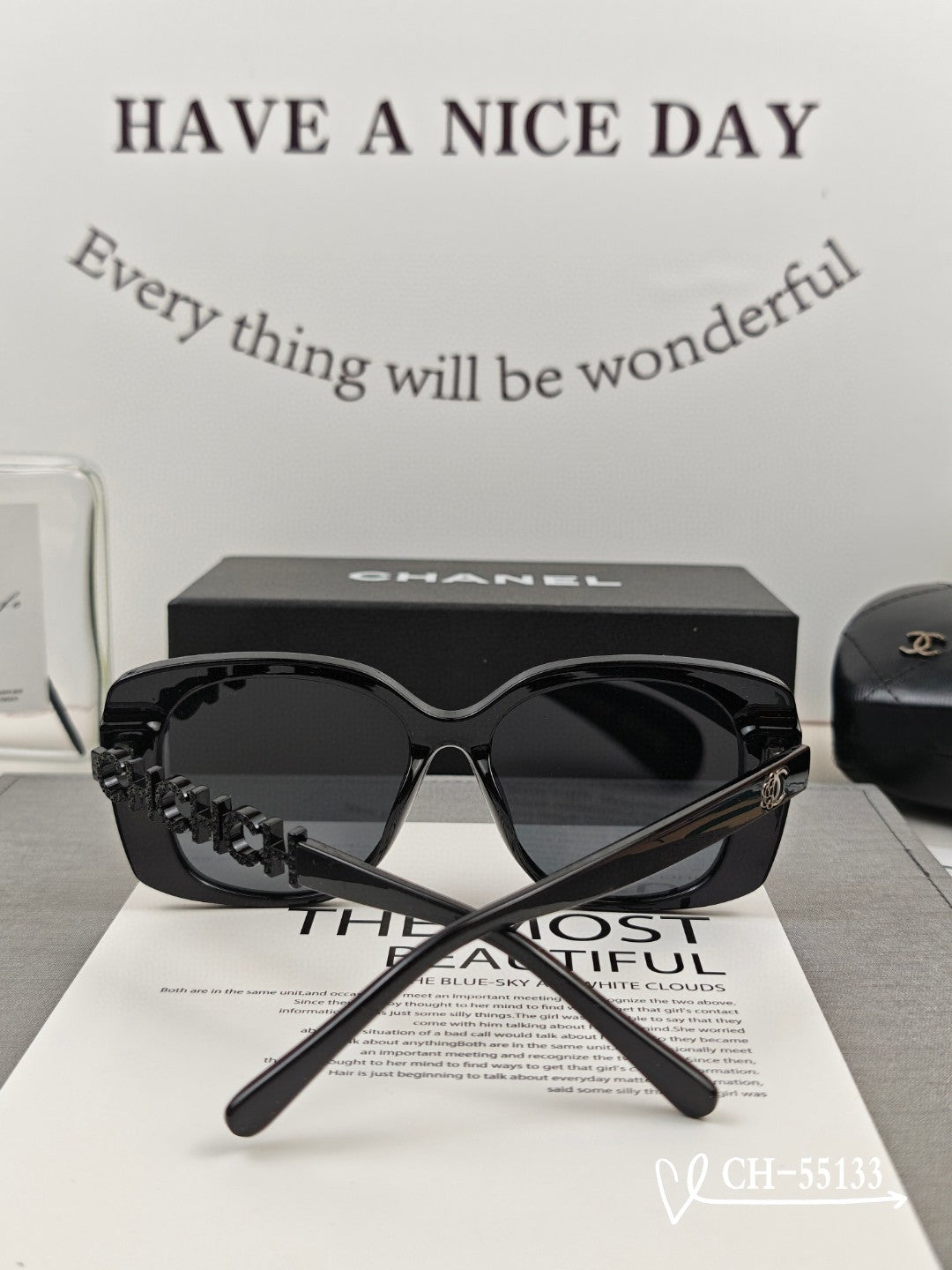 CHANEL SQUARE SUNGLASSES 55133 IN ACETATE METAL FRAME