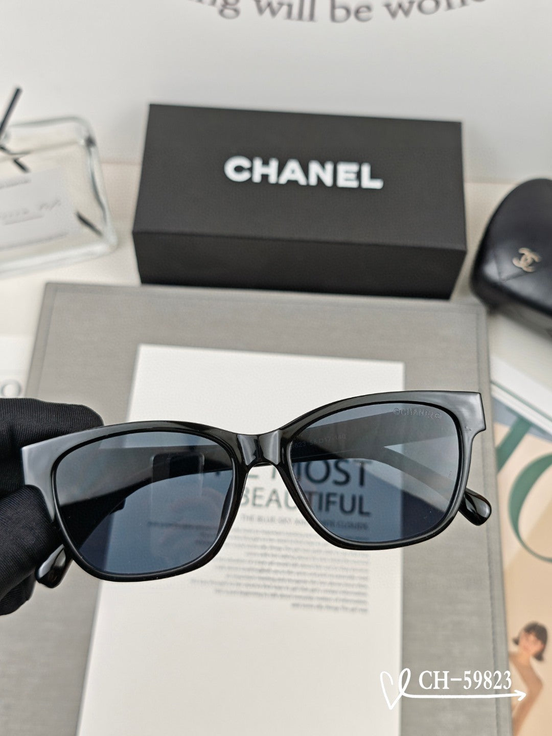 CHANEL SQUARE SUNGLASSES 59823 IN ACETATE
