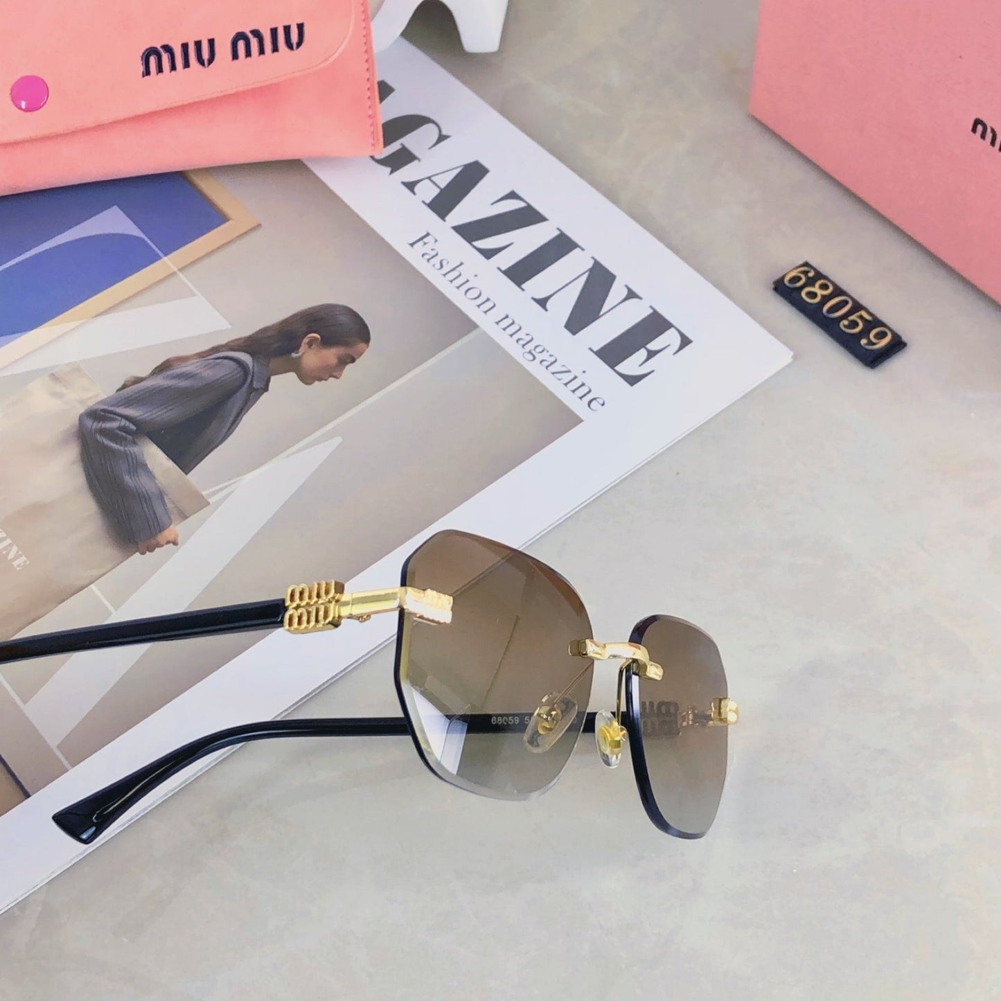 MIU MIU LOGO SUNGLASSES 498947 IN METAL