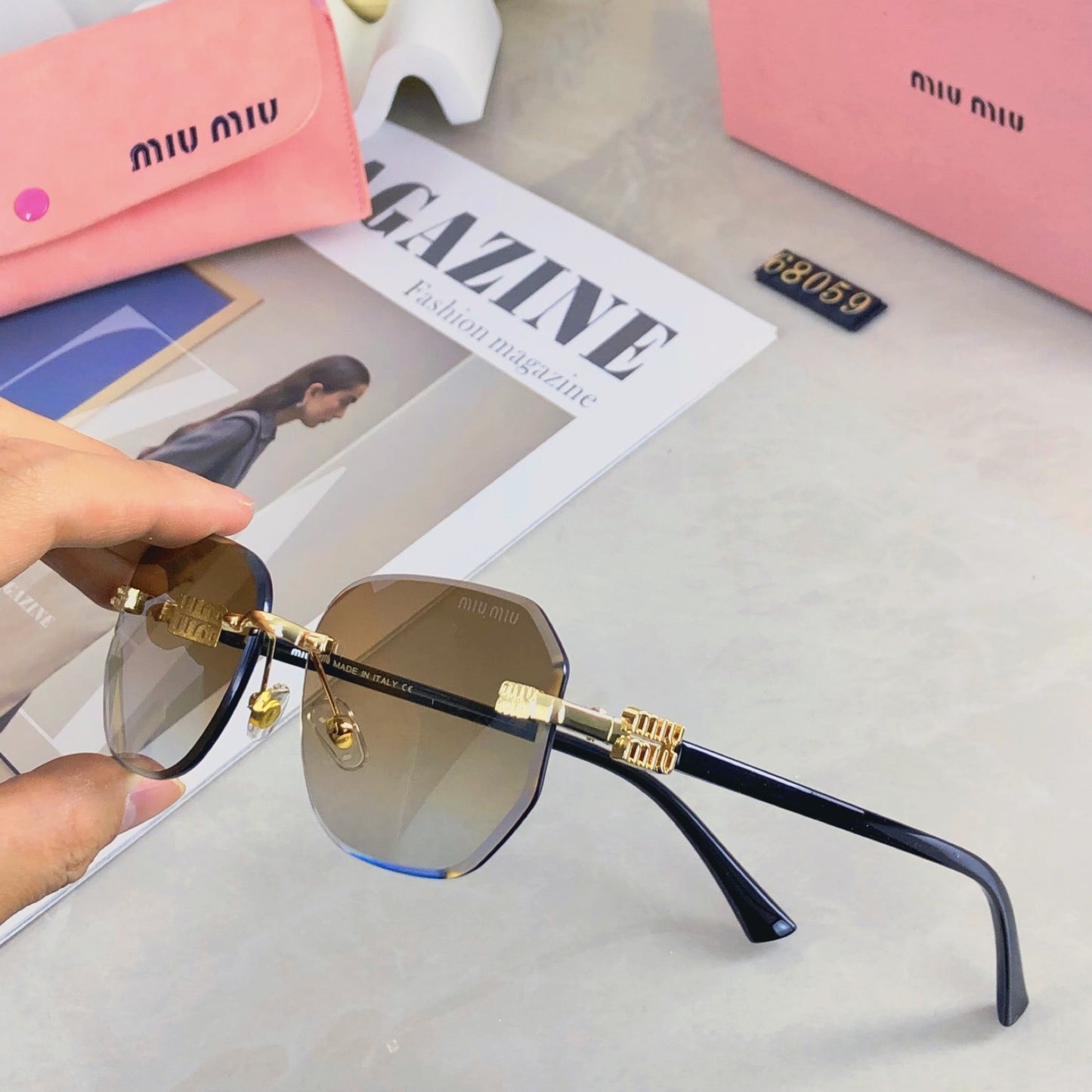 MIU MIU LOGO SUNGLASSES 498947 IN METAL