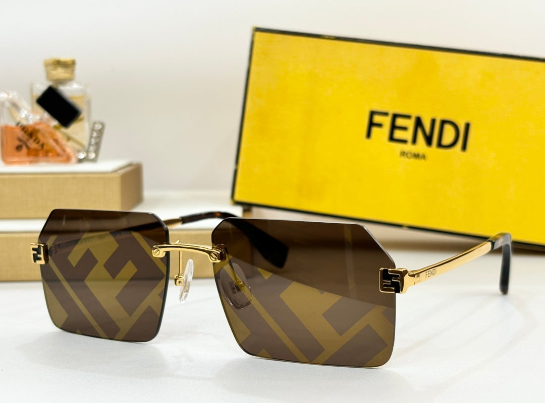 FENDI SKY RECTANGULAR FRAME SUNGLASSES FE40043U IN METAL