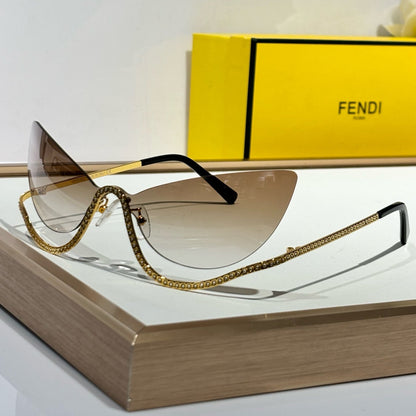 FENDI CRYSTAL STUDDED CAT EYE FRAME SUNGLASSES FE40158 IN METAL