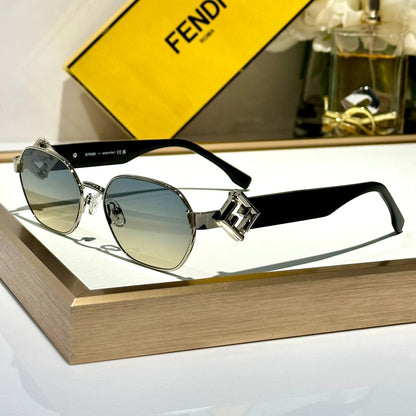 FENDI TRAVEL ROUND FRAME SUNGLASSES FE40148L IN METAL AND ACETATE