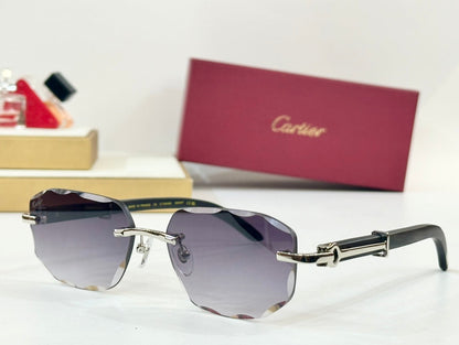 CARTIER GEOMETRIC FRAME SUNGLASSES CT0606S IN METAL AND WOODEN