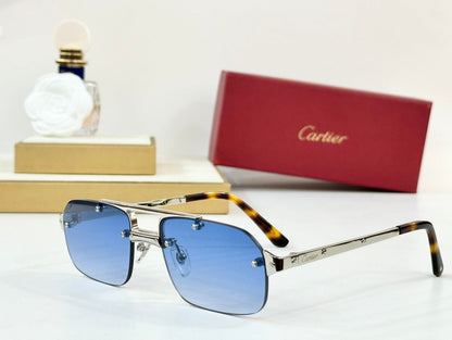 CARTIER SANTOS RECTANGULAR FRAME SUNGLASSES CT0660S IN METAL
