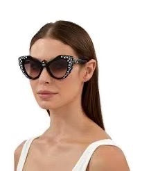 GUCCI CRYSTAL STUDDED CAT EYE FRAME SUNGLASSES GG1095S IN ACETATE