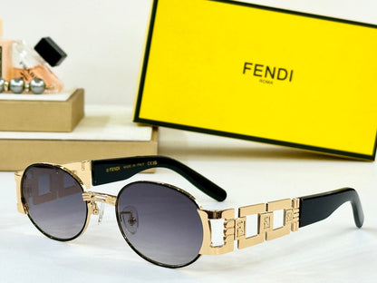 FENDI FIRST CRYSTAL OVAL FRAME SUNGLASSES 7076 IN METAL