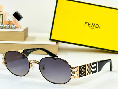 FENDI FIRST CRYSTAL CHUNKY OVAL FRAME SUNGLASSES 7078 IN METAL