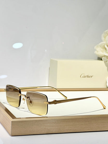 CARTIER RIMLESS SQUARE FRAME SUNGLASSES CT0610S IN METAL